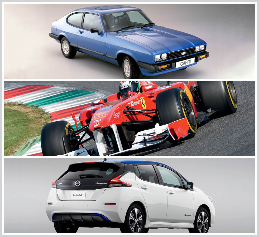 The 100 best classic cars: Ford Capri, Ferrari F2002, Nissan Leaf